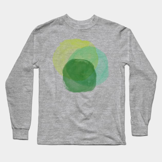 Abstract Watercolor Circles in Green Long Sleeve T-Shirt by ApricotBirch